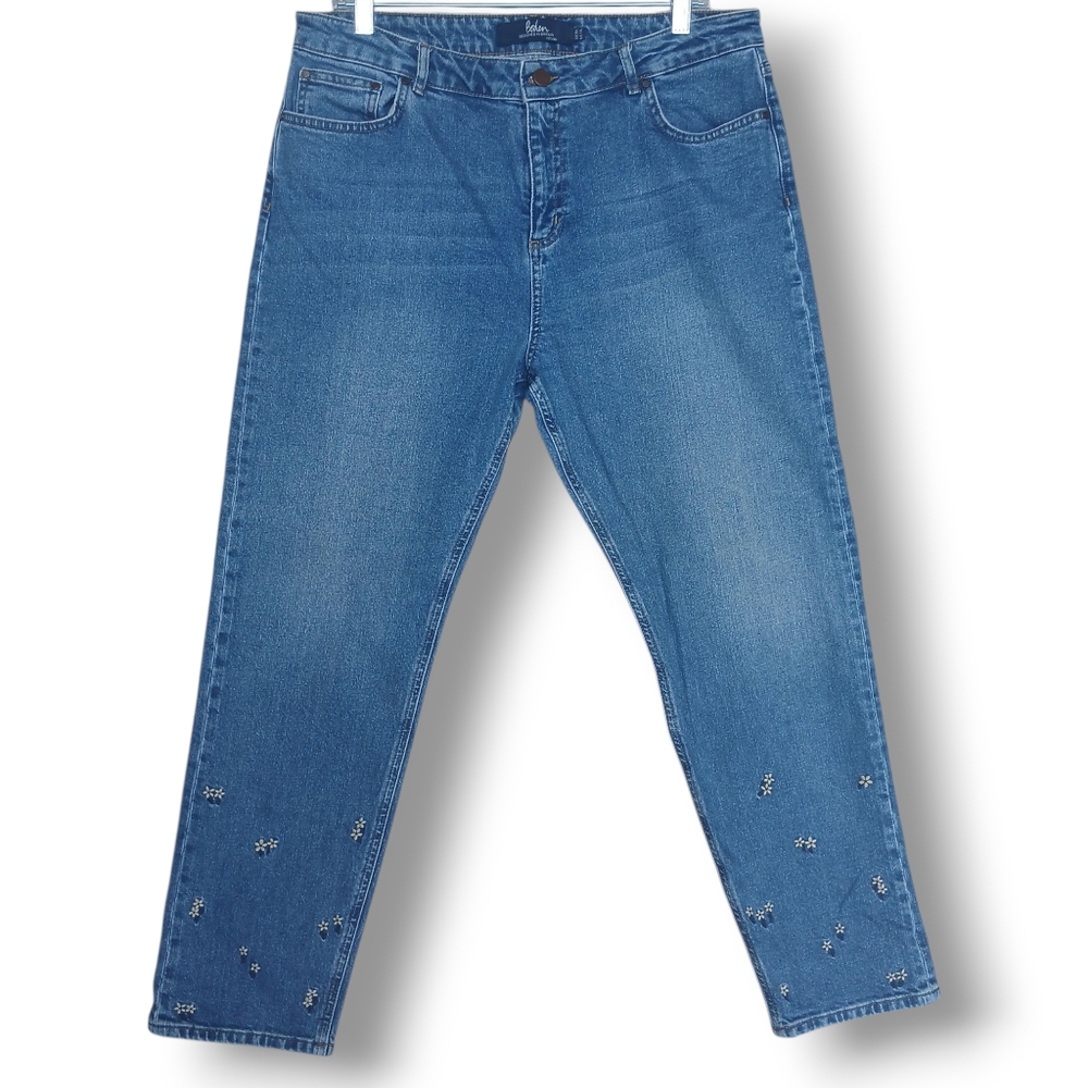 Boden Cambridge Embroidered Flower  Ankle Jeans Womens Size 12L
